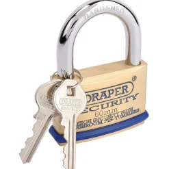 Solid Brass Padlock and 2 Keys with Mushroom Pin Tumblers Hardened Steel Shackle and Bumper, 60mm
