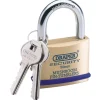 Solid Brass Padlock and 2 Keys with Mushroom Pin Tumblers Hardened Steel Shackle and Bumper, 50mm