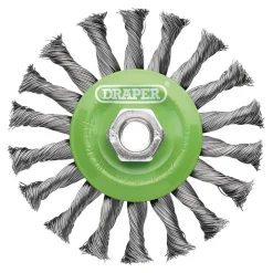 Stainless-Steel Twist-Knot Flat Wire Wheel Brush, 115mm, M14