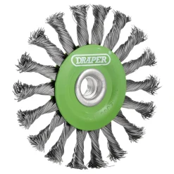 Stainless-Steel Twist-Knot Flat Wire Wheel Brush, 115mm, M14