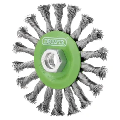 Stainless-Steel Twist-Knot Flat Wire Wheel Brush, 115mm, M14