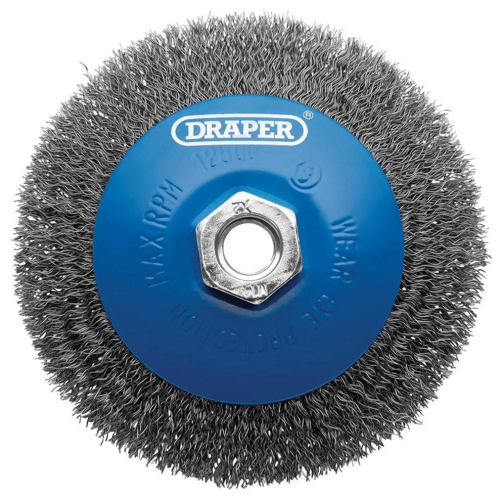 Steel Bevelled Crimped Wire Wheel Brush, 115mm, M14
