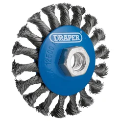 Steel Bevelled Twist-Knot Wire Wheel Brush, 100mm, M14