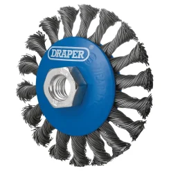 Steel Bevelled Twist-Knot Wire Wheel Brush, 100mm, M14