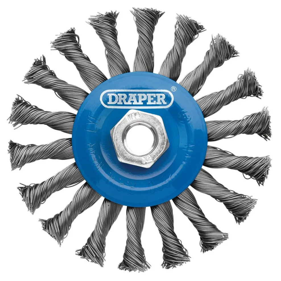Steel Twist-Knot Flat Wire Wheel Brush, 115mm, M14