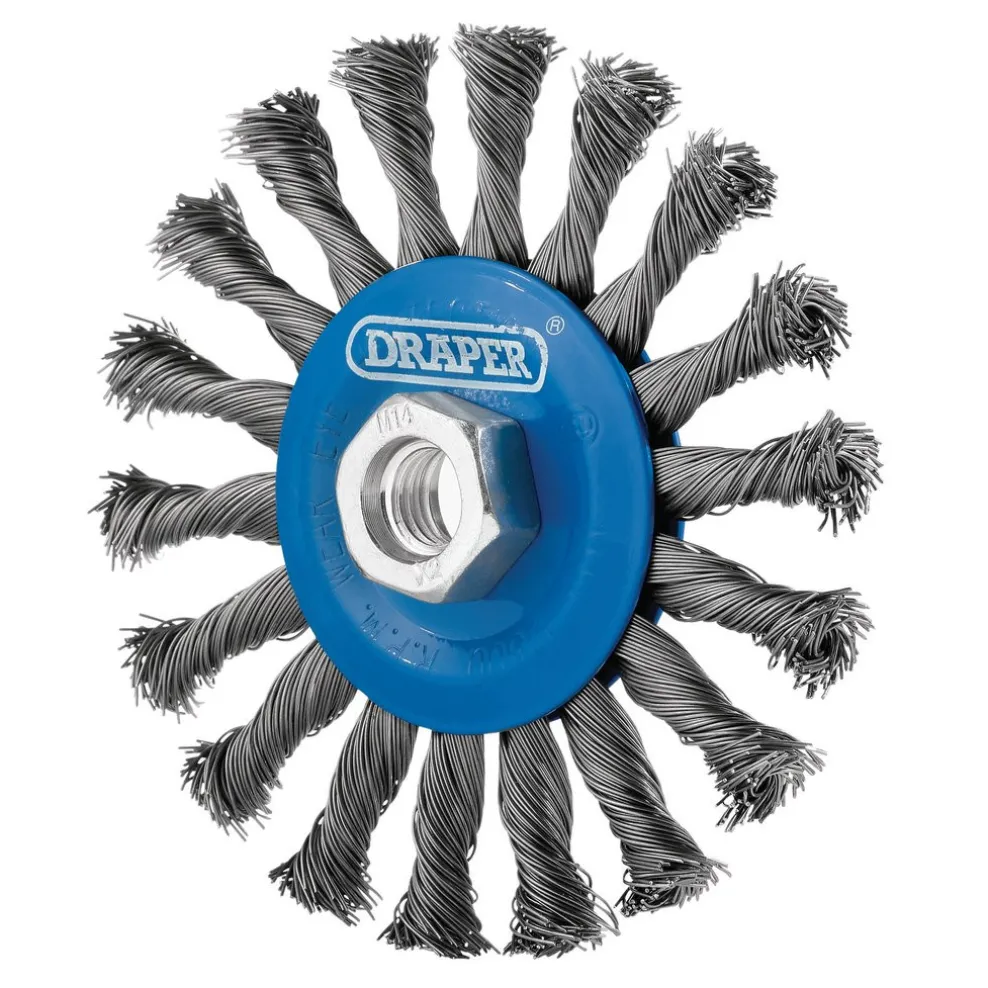 Steel Twist-Knot Flat Wire Wheel Brush, 115mm, M14