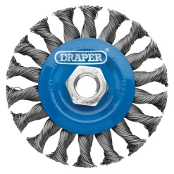 Steel Twist-Knot Flat Wire Wheel Brush, 100mm, M14