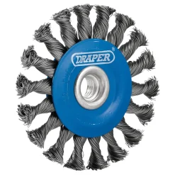 Steel Twist-Knot Flat Wire Wheel Brush, 100mm, M14