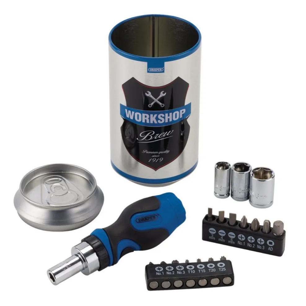 Stubby Ratchet Screwdriver and Bit Set, Special Edition - Workshop Brew (18 Piece)