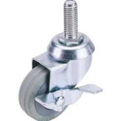 Swivel Bolt Fixing Rubber Castor with Brake, 50mm Diameter, S.W.L. 50kg