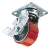Swivel Plate Fixing Heavy Duty Polyurethane Wheel with Brake, 125mm Diameter, S.W.L. 300kg