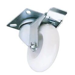 Swivel Plate Fixing Nylon Wheel with Brake, 75mm Diameter, S.W.L. 70kg