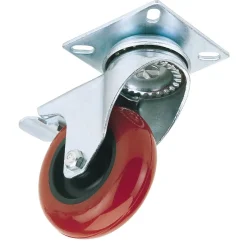 Swivel Plate Fixing Polyurethane Wheel with Brake, 75mm Diameter, S.W.L. 70kg