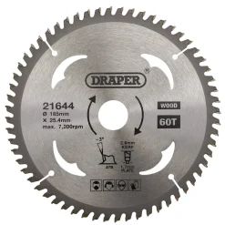 TCT Circular Saw Blade for Laminate & Wood, 185 x 25.4mm, 60T