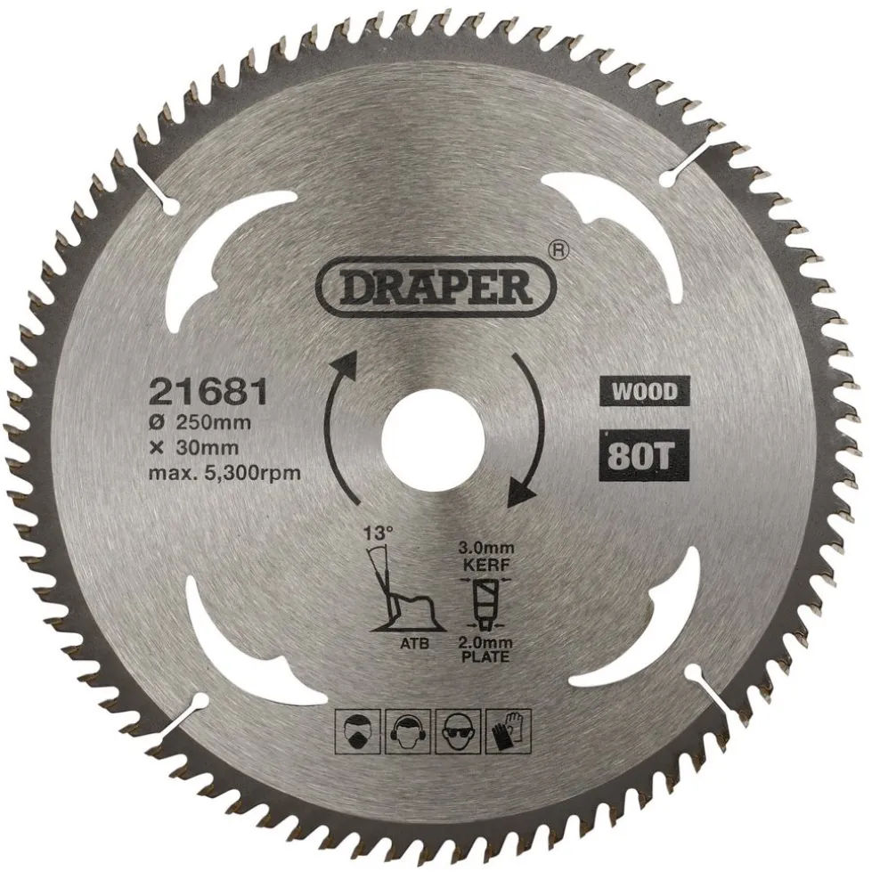 TCT Circular Saw Blade for Wood, 250 x 30mm, 80T