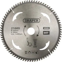 TCT Circular Saw Blade for Wood, 255 x 30mm, 80T