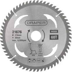 TCT Circular Saw Blade for Wood, 210 x 30mm, 60T