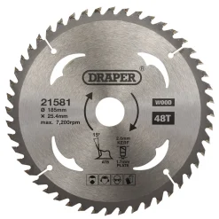 TCT Circular Saw Blade for Wood, 185 x 25.4mm, 48T