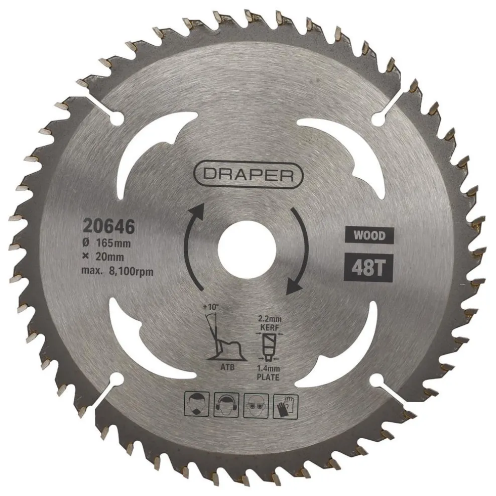 TCT Circular Saw Blade for Wood, 165 x 20mm, 48T