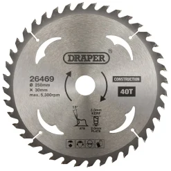 TCT Construction Circular Saw Blade, 250 x 30mm, 40T