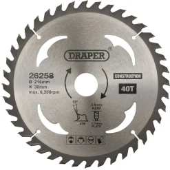 TCT Construction Circular Saw Blade, 216 x 30mm, 40T
