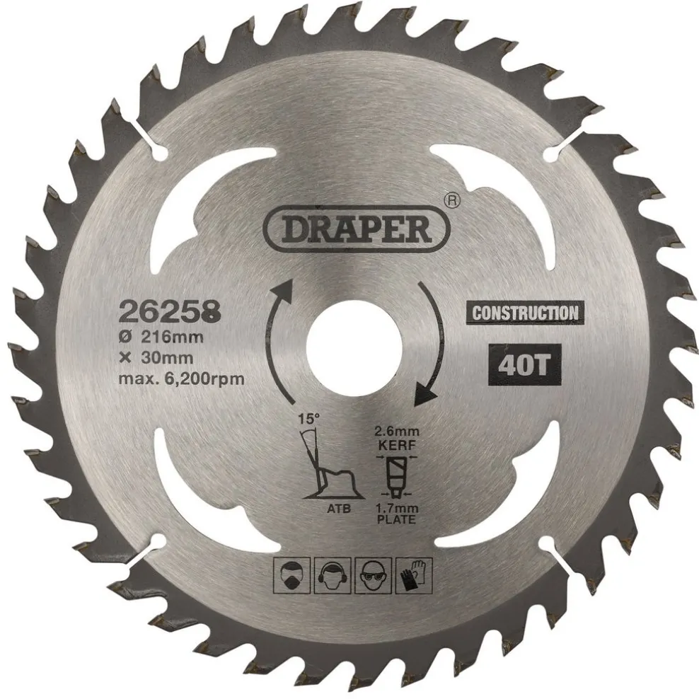 TCT Construction Circular Saw Blade, 216 x 30mm, 40T