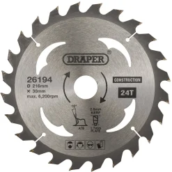 TCT Construction Circular Saw Blade, 216 x 30mm, 24T