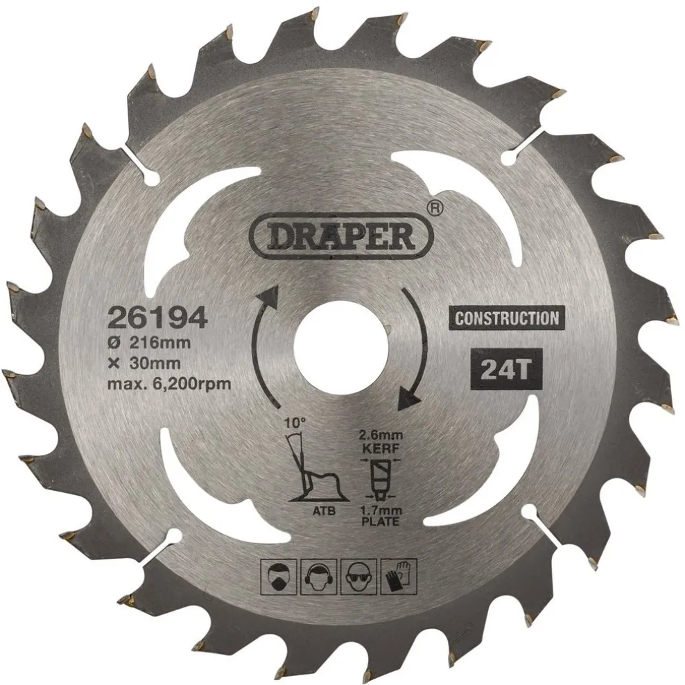 TCT Construction Circular Saw Blade, 216 x 30mm, 24T
