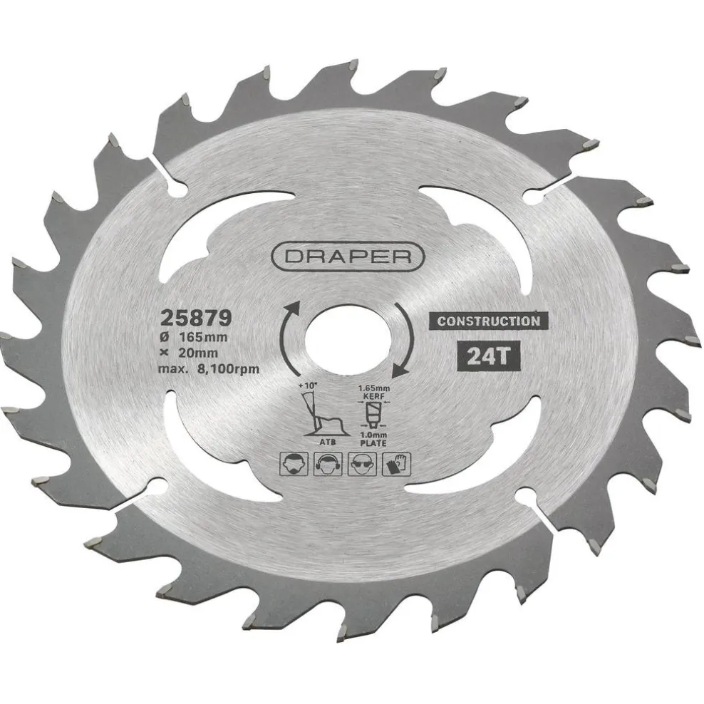 TCT Cordless Construction Circular Saw Blade for Wood & Composites, 165 x 20mm, 24T