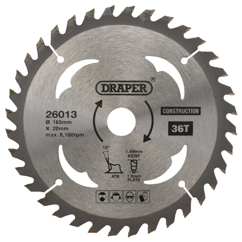 TCT Cordless Construction Circular Saw Blade for Wood & Composites, 165 x 20mm, 36T