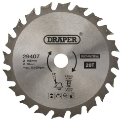 TCT Multi-Purpose Circular Saw Blade, 165 x 20mm, 20T