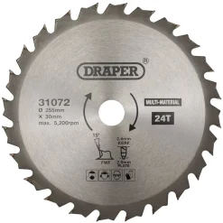 TCT Multi-Purpose Circular Saw Blade, 255 x 30mm, 24T