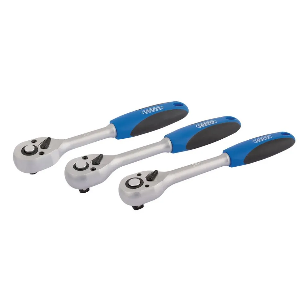 72-Tooth Reversible Soft Grip Ratchet Set (3 Piece)