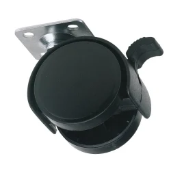 Twin Nylon Plate Castor with Brake, 40mm Diameter, S.W.L. 25kg