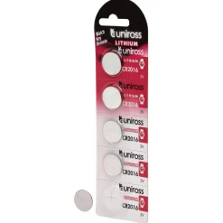 Uniross Lithium Coin Cell CR2016 Batteries (Pack of 5)