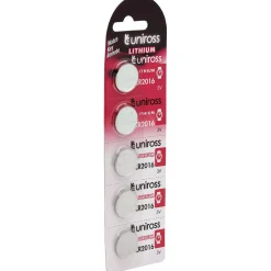 Uniross Lithium Coin Cell CR2016 Batteries (Pack of 5)