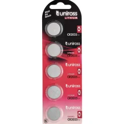 Uniross Lithium Coin Cell CR2025 Batteries (Pack of 5)