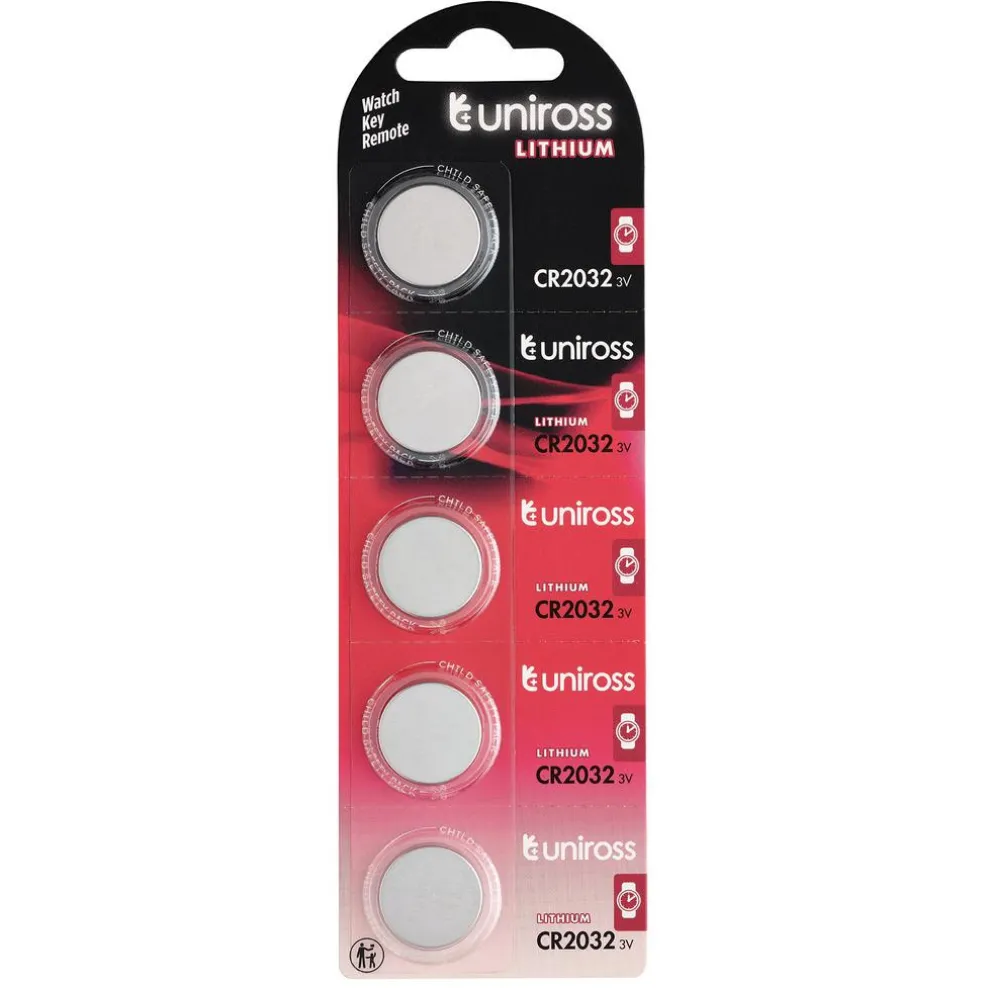 Uniross Lithium Coin Cell CR2032 Batteries (Pack of 5)