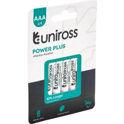 Uniross LR03 AAA Power Plus Alkaline Batteries (Pack of 4)