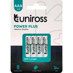 Uniross LR03 AAA Power Plus Alkaline Batteries (Pack of 4)