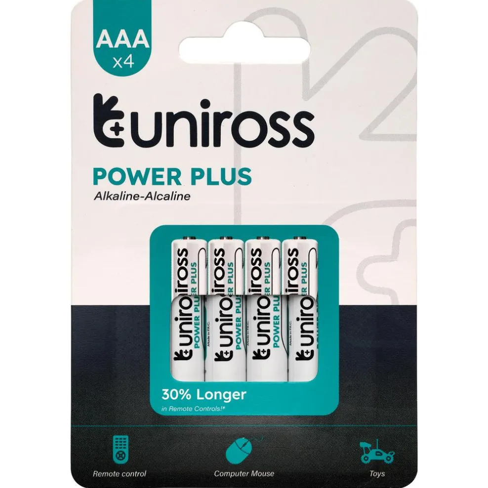 Uniross LR03 AAA Power Plus Alkaline Batteries (Pack of 4)