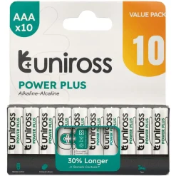 Uniross LR03 AAA Power Plus Alkaline Batteries (Pack of 10)