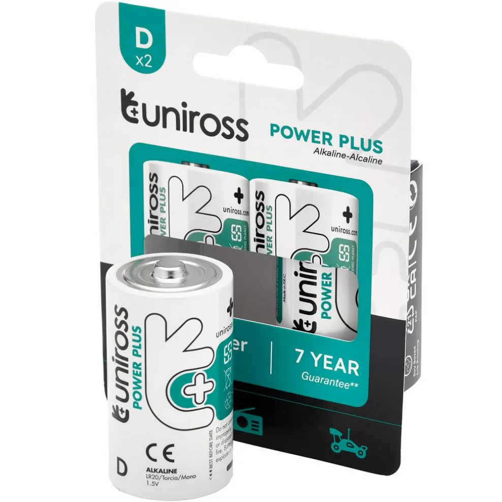 Uniross LR20 D Power Plus Alkaline Batteries (Pack of 2)
