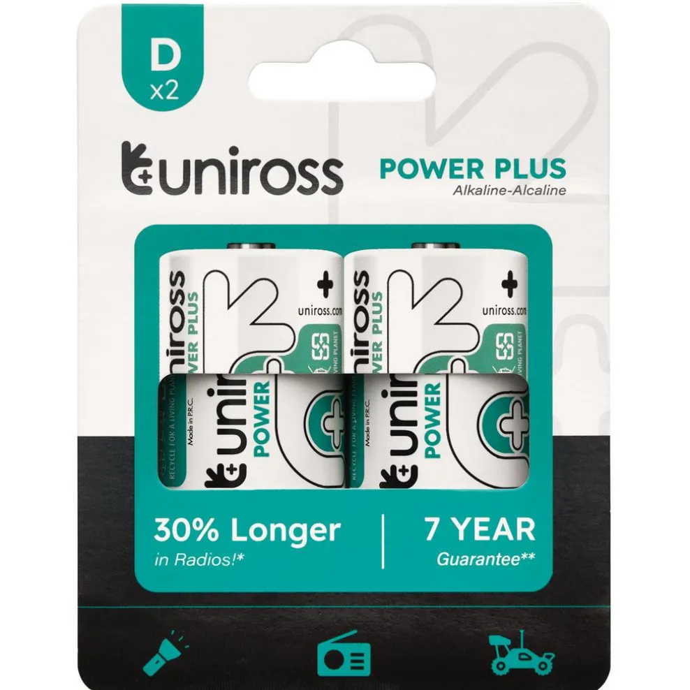 Uniross LR20 D Power Plus Alkaline Batteries (Pack of 2)