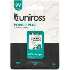 Uniross 6LR61 9V Power Plus Alkaline Battery