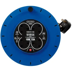 230V 13A 4 Socket Cassette Reel, 15m