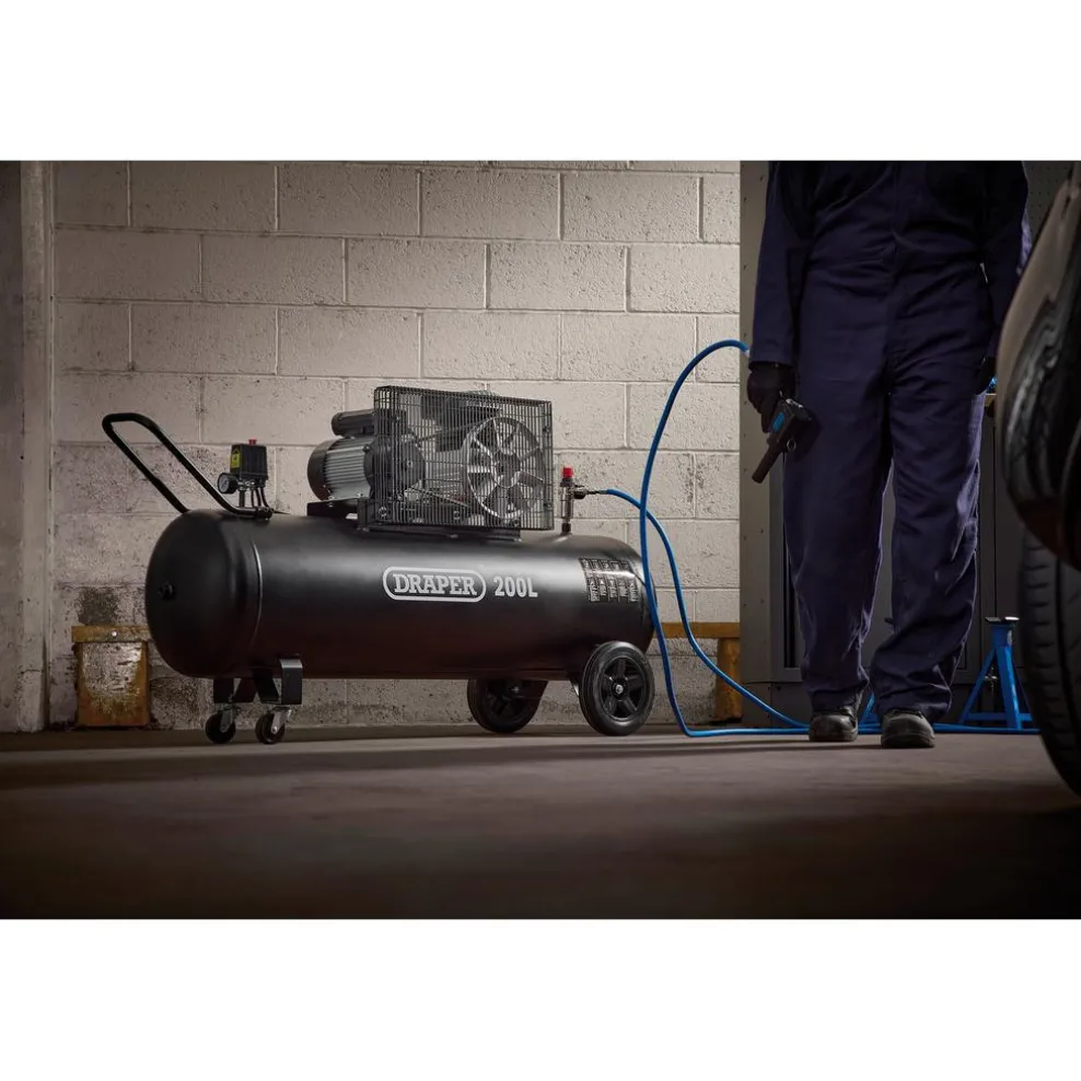 230V 200L Belt-Driven Air Compressor, 2.2kW/3hp