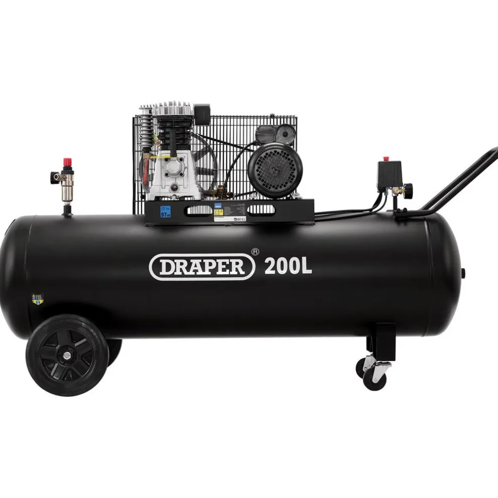 230V 200L Belt-Driven Air Compressor, 2.2kW/3hp