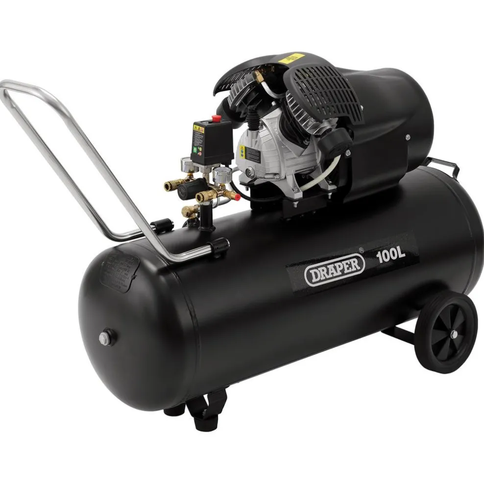 230V 100L Direct Drive V-Twin Air Compressor, 2.2kW/3hp