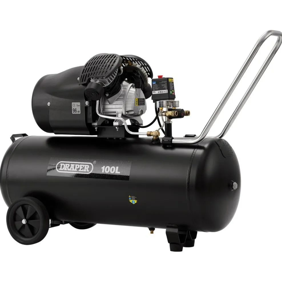 230V 100L Direct Drive V-Twin Air Compressor, 2.2kW/3hp